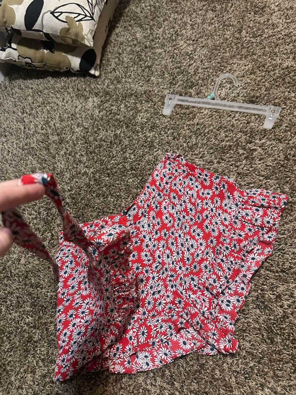 Zara Red Daisy-Print Tie-Side Skort - Picture 5 of 8